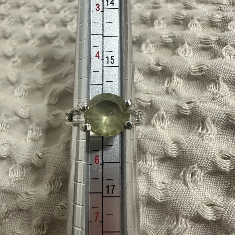 Sea Green Resin Gemstone Statement Ring Silver Tone Band | Boho Artisan